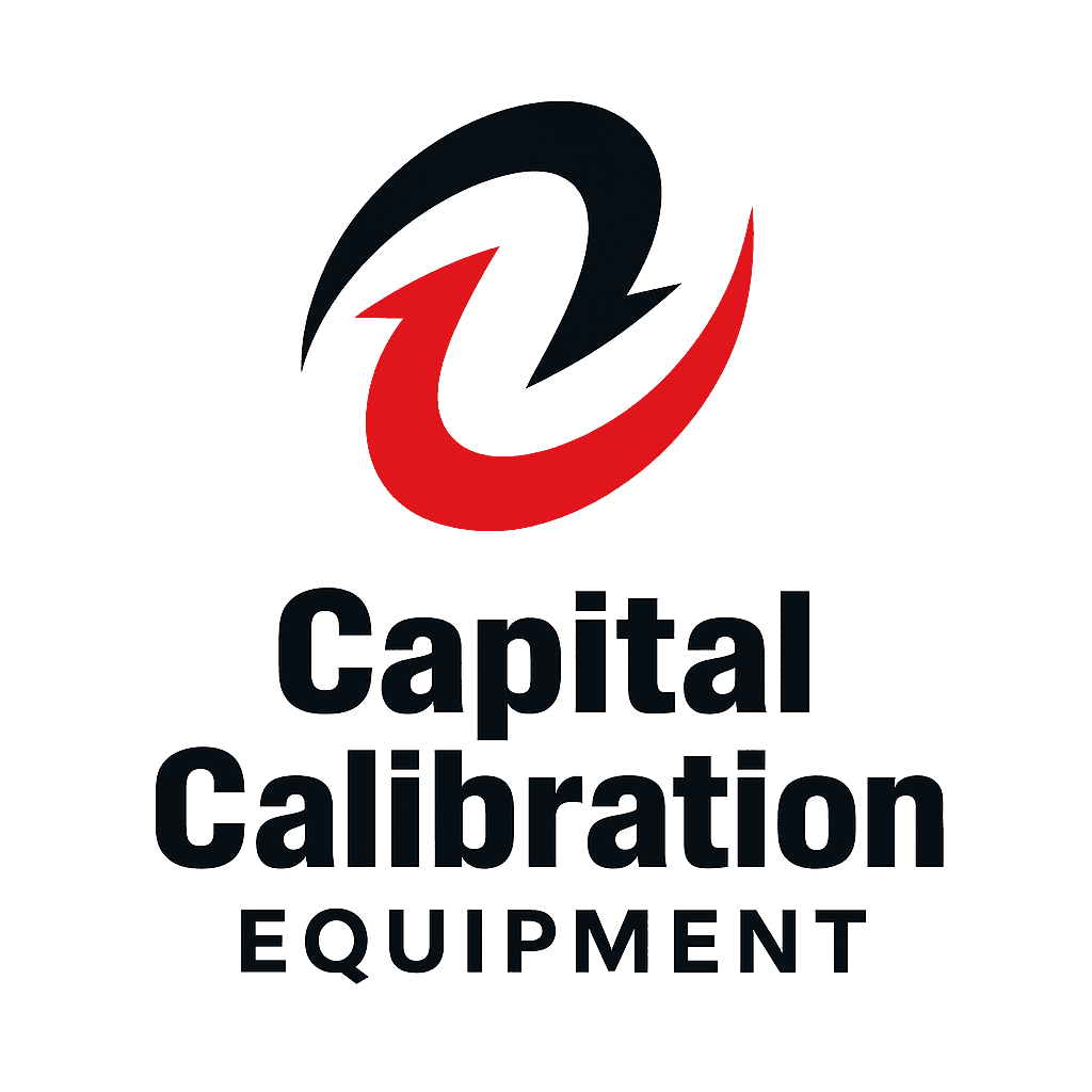 Capital Calibration Equipment logo with a red and black swoosh design above the company name.